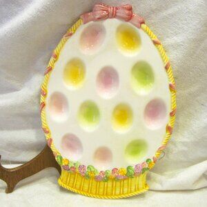 VTG 80'S EGG PLATE, DISPLAY EASTER EGG PLATE, CERAMIC